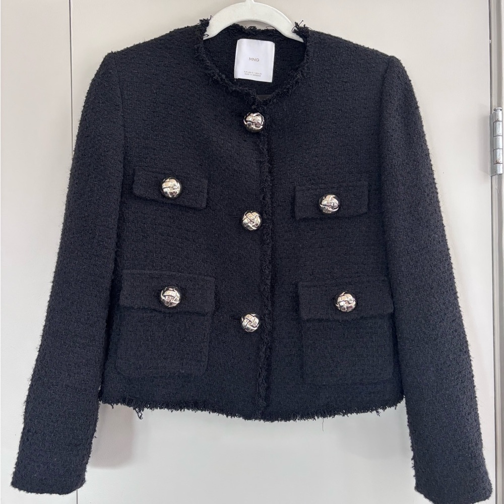 Mango Black Tweed Blazer